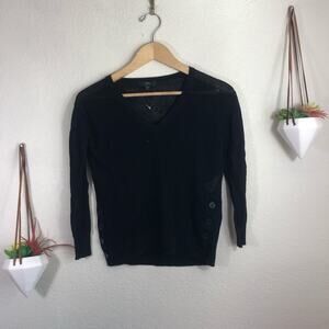 J. Crew linen blend v neck button side lightweight sweater